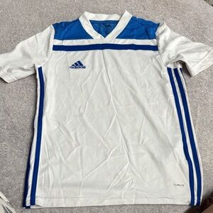 Adidas White and Blue Climalite Jersey